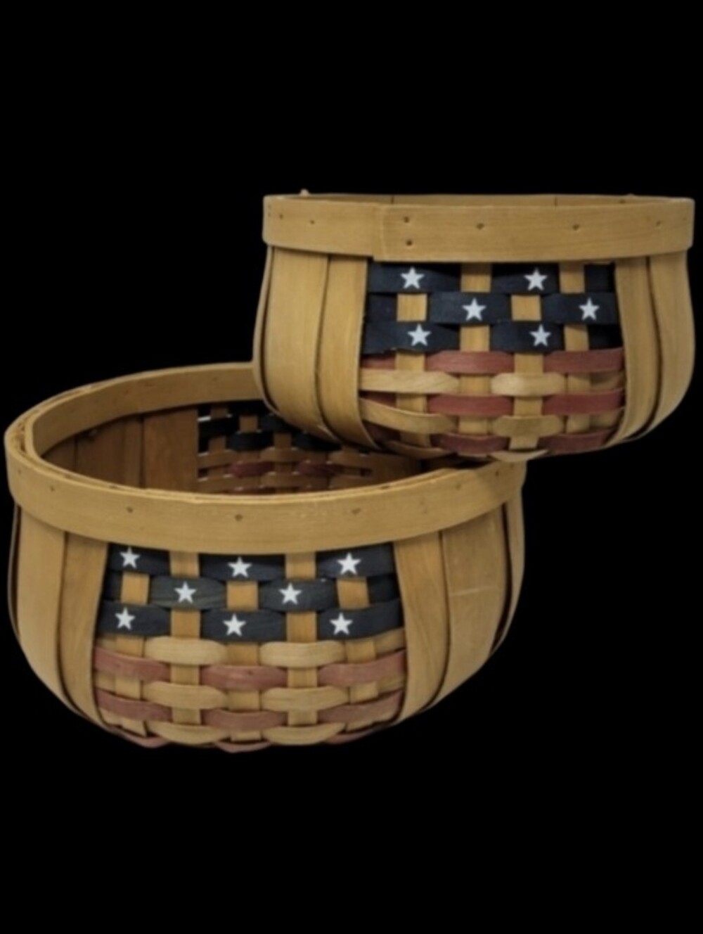 AMERICAN FLAG WOVEN SPLIT WOOD ORCHARD BASKETS